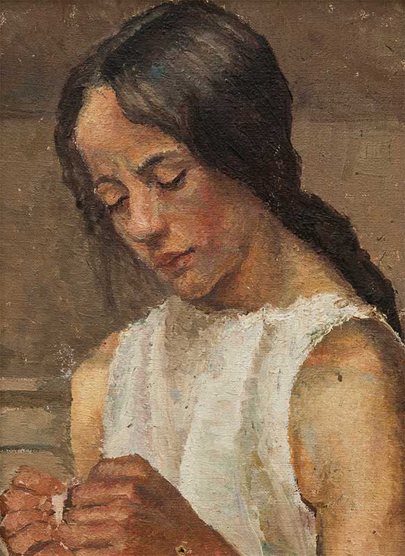 Κορίτσι που κεντά, 1912-1915, λάδι σε καμβά, ιδιωτική συλλογή